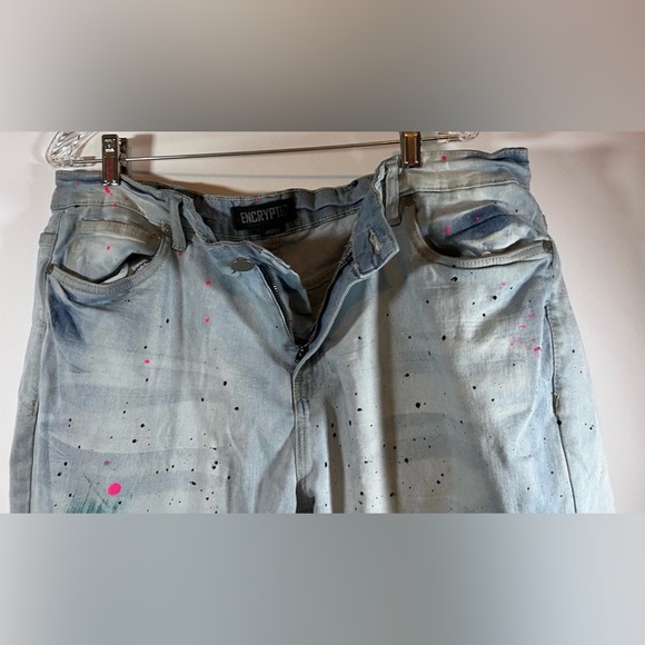 Encrypted Men's Paint Splatter Y2K streetwear denim Jeans 40x34 - Picture 6 of 11